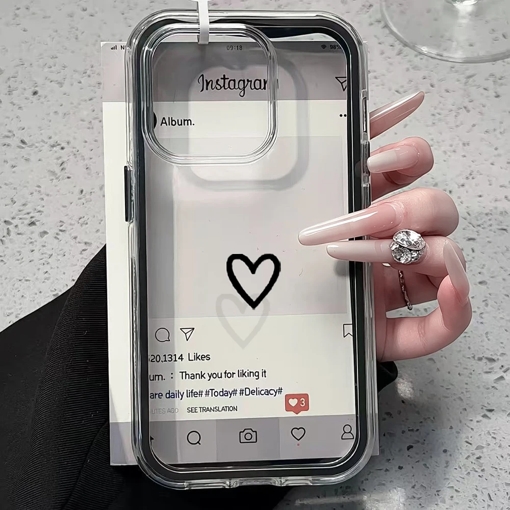 Minimalist Love Clear Phone Case For Samsung Galaxy S26 Ultra S25 S24 edge s22 s23 Plus FE A57 A54 A55 A16 A35 A36 A37 5G Cover