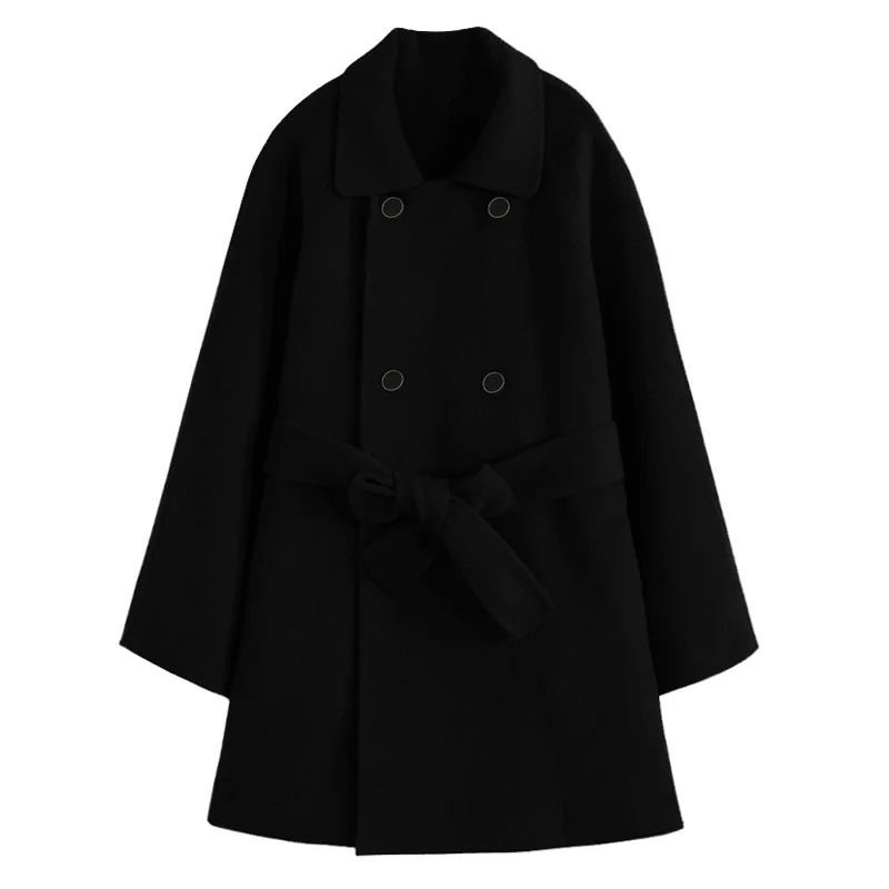 

Wool 2023 100% Coat Women Spring Autumn Korean Fashion Wool Jacket Woman Clothes Long Coat Abrigos Mujer Elegante 1208