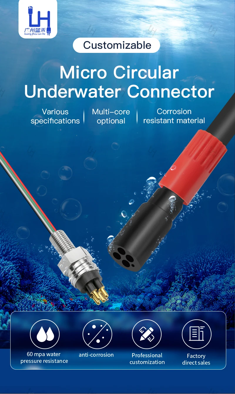 4 Pin SMCIL4M Power Cable Subconn Underwater Connector Watertight Electrical Terminal Connectors for Oceanographic Systems