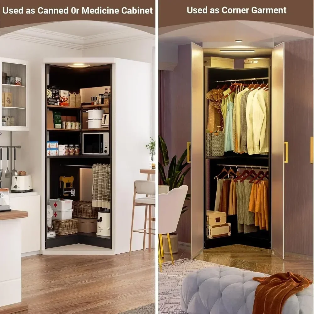 YQXH Eckschranksystem, 32 Zoll breite Holzecke mit 2 Aufhängestangen und allen Hardware-Kits