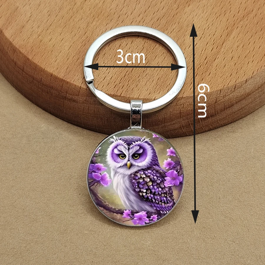 New dome glass owl keychain