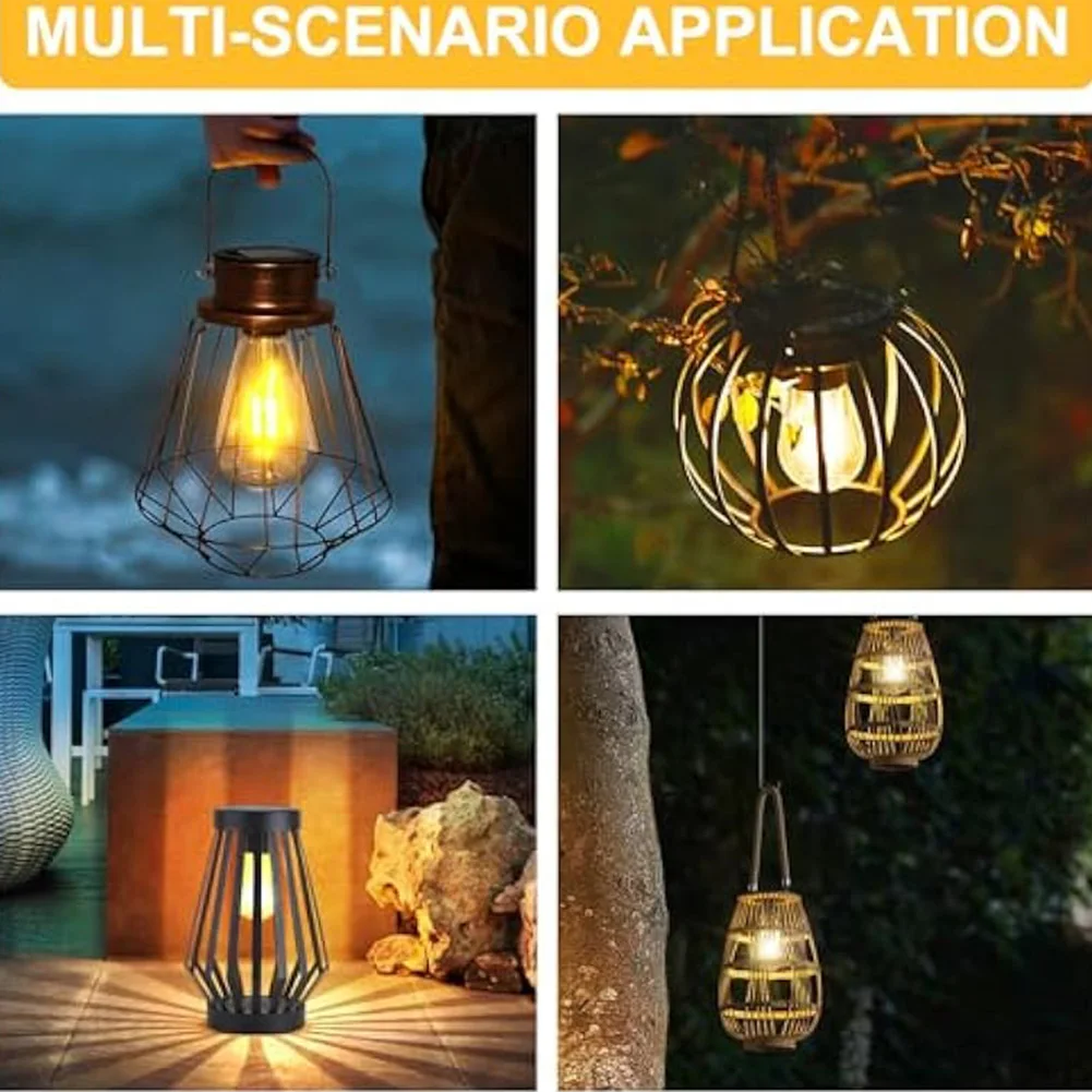 Solar Lamp Base with LED Bulb Atmosphere Decorate Light Holder IP44 Waterproof Courtyard Light Base for Outdoor Camping Picnic