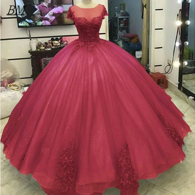 

BM 2022 Quinceanera Dress Sequined Sparkly Lace Pageant Party Dress Ball Gown Girl Birthday Sweet 16 Vestido 15 Anos