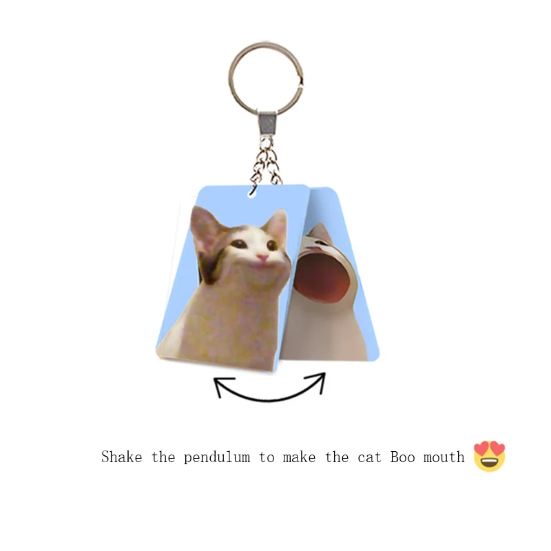 Personalized Pop Cat Keychain Cute HD Kitten Dynamic Bag Pendant Funny Popcat Keyring Creative Key Chain Toy Gift for Friends