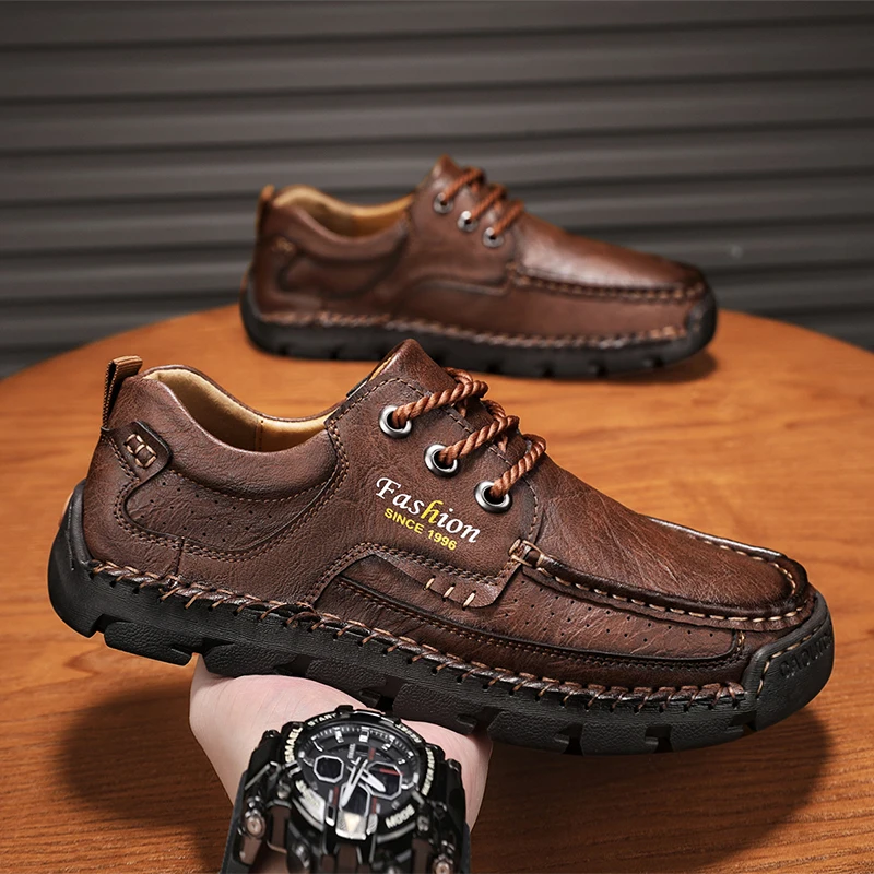 Handcrafted Men's oxfords Full-Grain Leather lace up fashion Formal Shoes System for Office/Travel