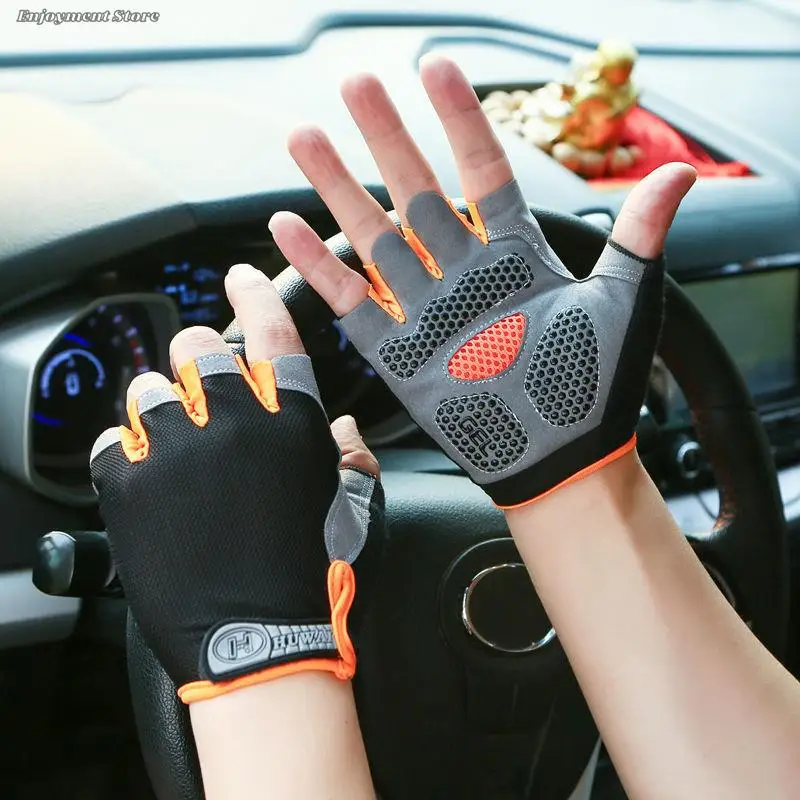 1Pair Half Finger Gloves Gym Fitness Anti-Slip Women Men Gel Pad Gloves Gym Cycling Fingerless Gloves Bicycle Accessories