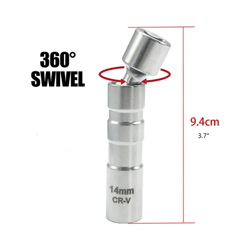 New 14mm 16mm thin wall spark plug socket universal joint with magnetic flexible socket wrench auto repair tool