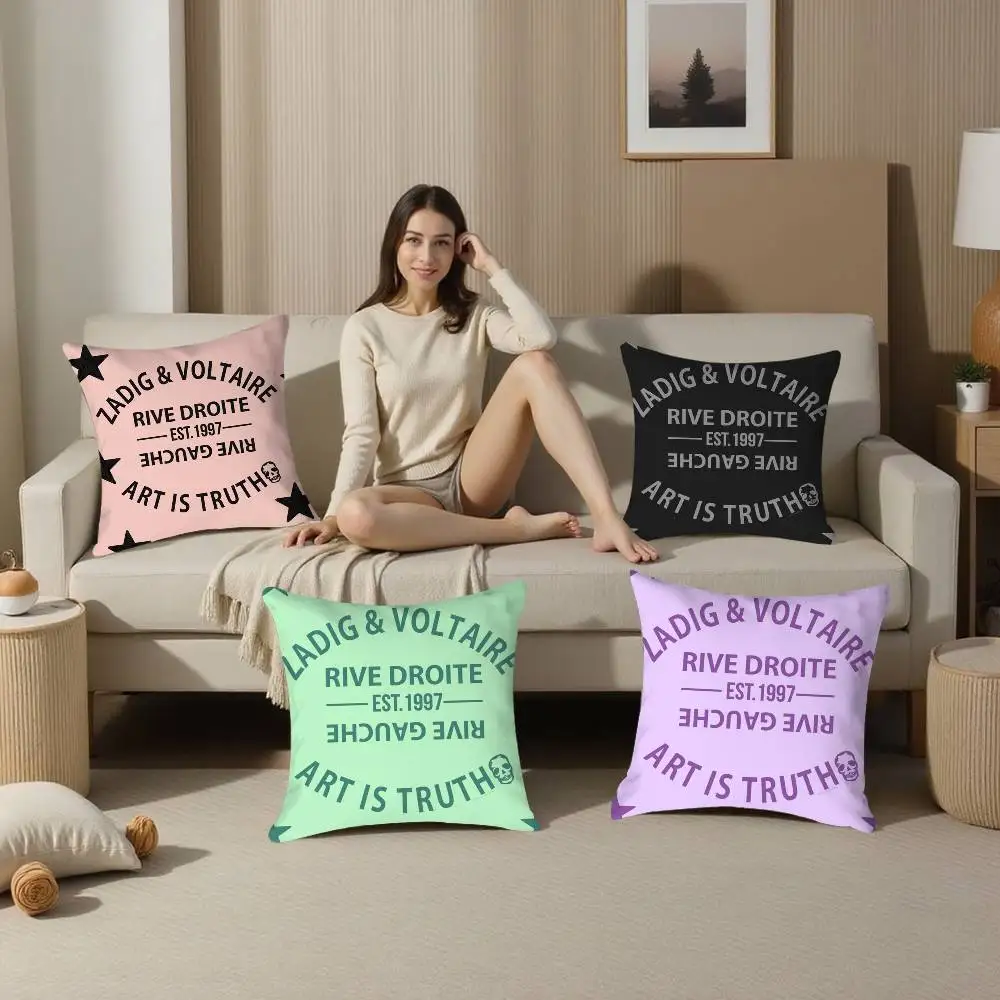 Z-Zadig V-VOLtaire Pillow Case Plush Fabric Soft  Pillowcase Double Sided Print Cushion Cover Household Gifts