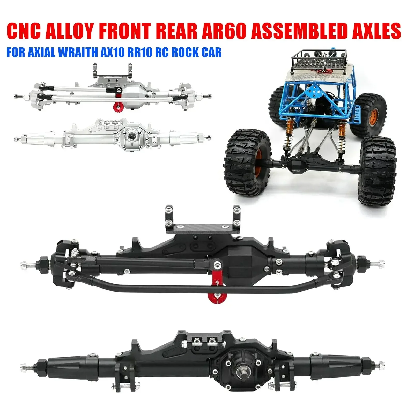 CNC ALLOY Front Rear AR60 Assembled Axles FOR Axial Wraith AX10 RR10 RC ROCK CAR