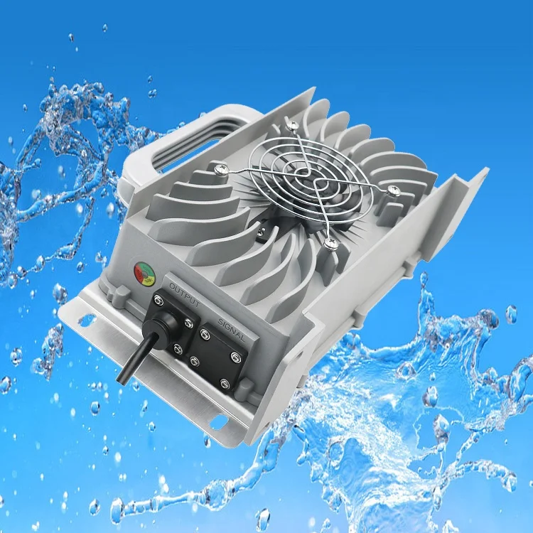 Cargador de Batería Inteligente Impermeable de 12v 35a, 24v 28a, 36v 20a, 48v 15a, 60v 12a, 72v 10a para Baterías de Plomo-Ácido, Iones de Litio y LiFePO4