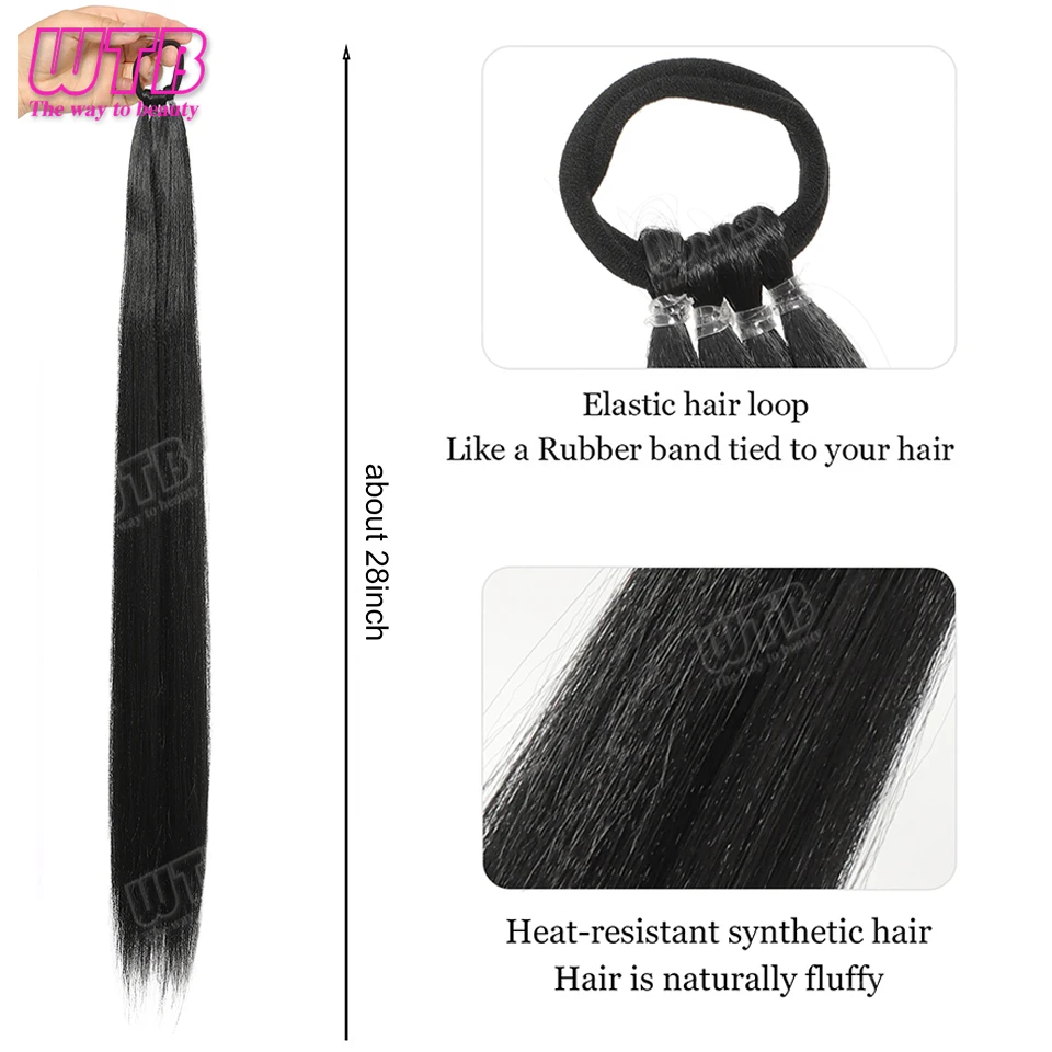Braid DIY Ponytail Hair Extension Synthetic Hair with Hair Band Wrap Hair Extension Pony Tail Rubber Band 28 inch