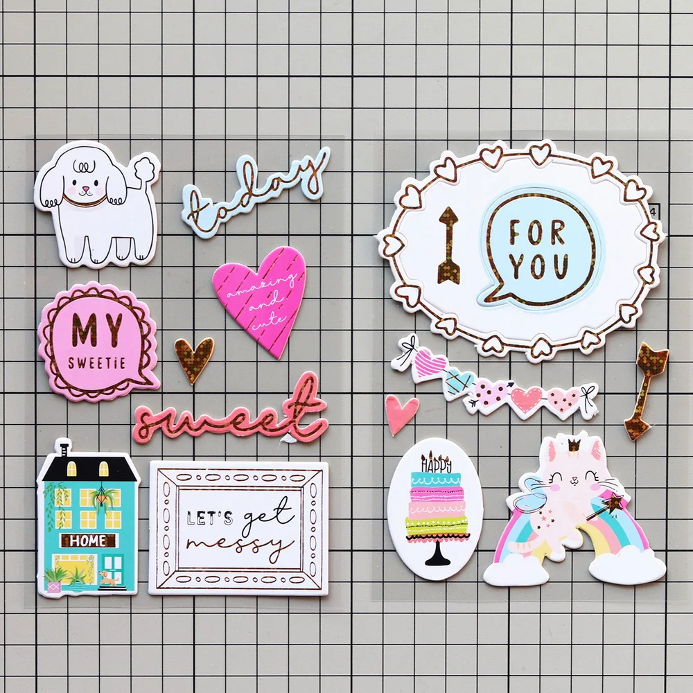Creative Path 9-teiliges Sweetie DIY Bastelset Dekorative Papier- und Kartonrahmen-Aufkleber Stanzformen Journaling Scrapbooking Komplettset – Detail 31
