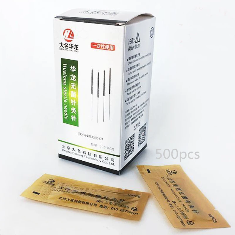 500 Disposable Acupuncture Needle Aseptic Small Packaging 50*10pcs Korea Flat Handle With Plastic Tube