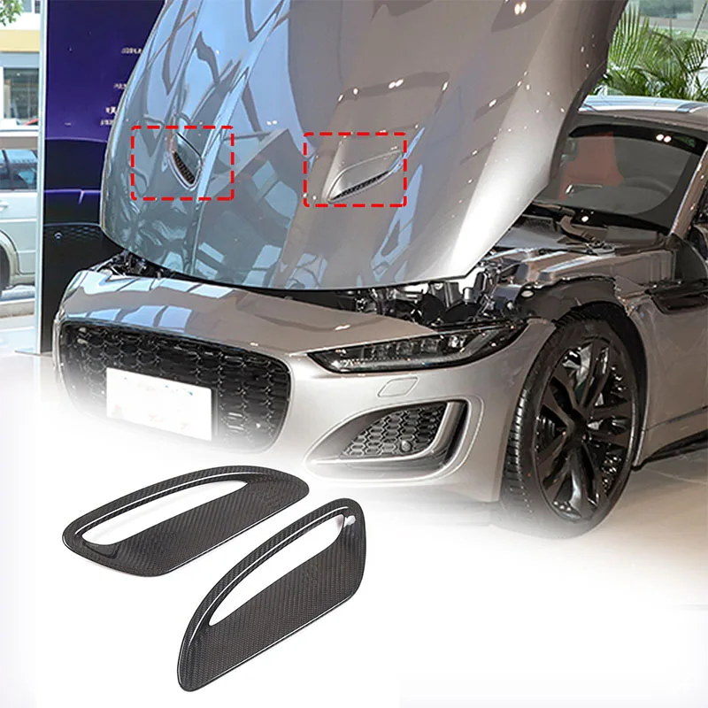 For Jaguar F-Type 2021+ real carbon fiber car hood air inlet frame protective cover car exterior modification accessories