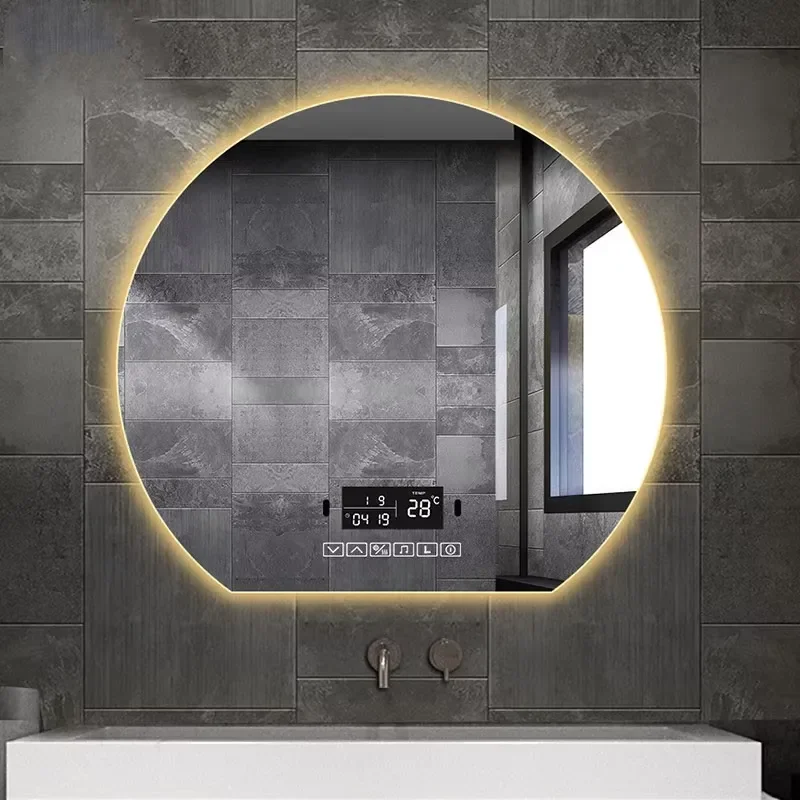 Custom Light Emitting Diode Makeup Mirror Bedroom Anti-Fogging with Touch Screen Smart Dimming Bathroom Irregular