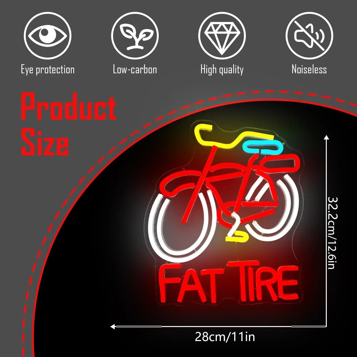 LED Fat Tires Neon Sign Beer Neon Light Sign for Wall Decor USB Powered for Man Cave Bar Pub Business Club Party Garage Gift