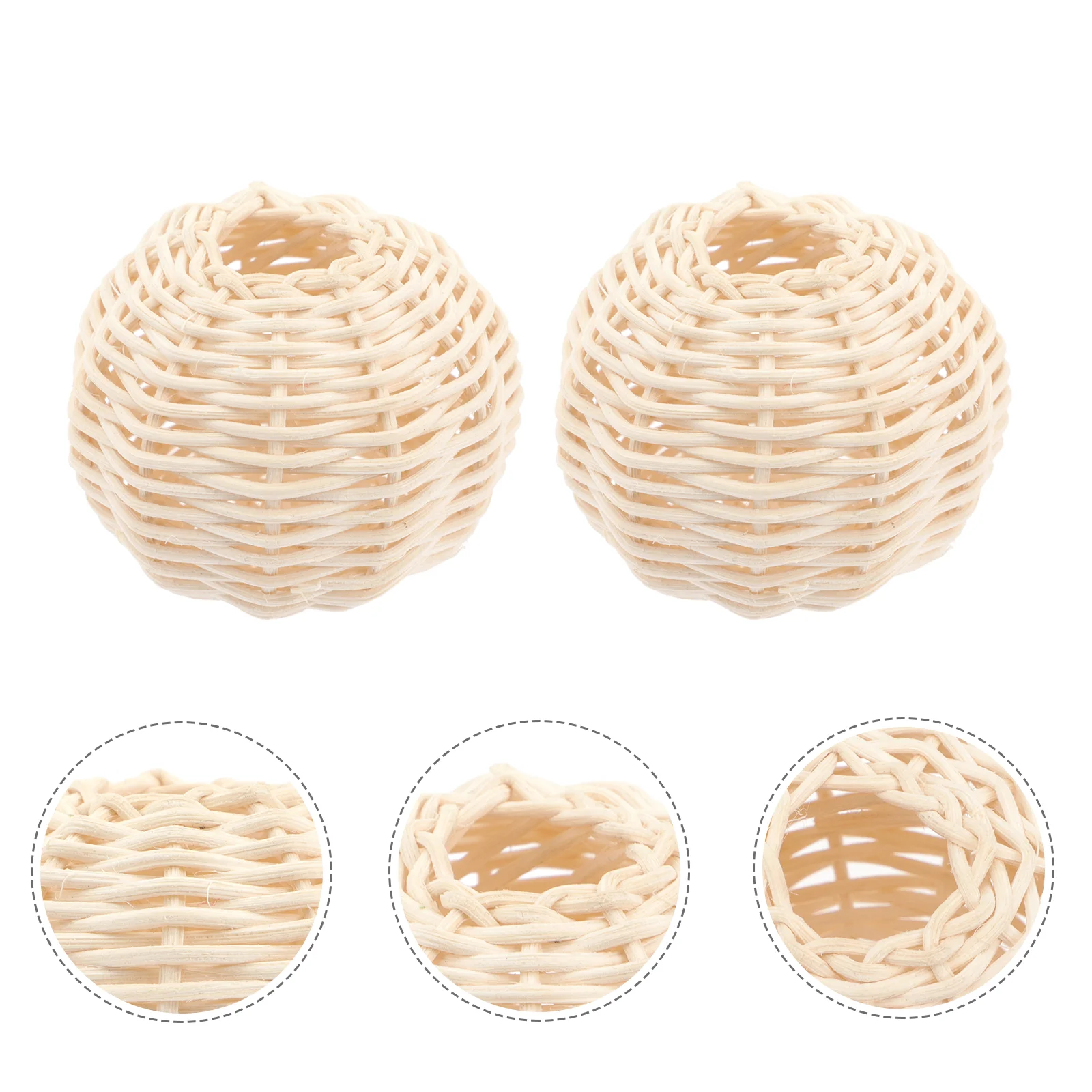 

2 Pcs Rattan Lampshade Decor Woven Garniture Adornment Model Basket Lanterns Delicate Light Covers Models DIY Knob Decorative