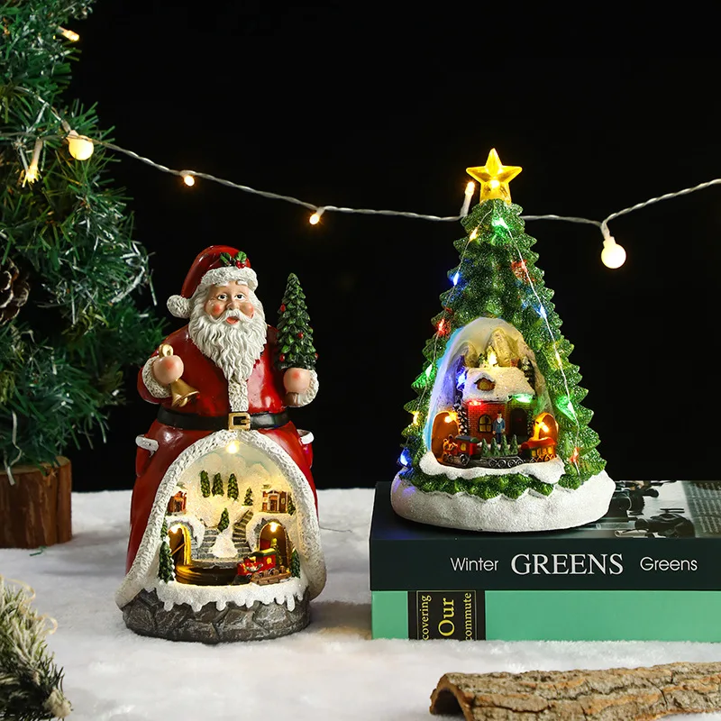 

Santa Claus Snowman Rotating Octave Box Decorations LED Color Lights Multifunctional Old Man Music Box Christmas Gift Ornaments