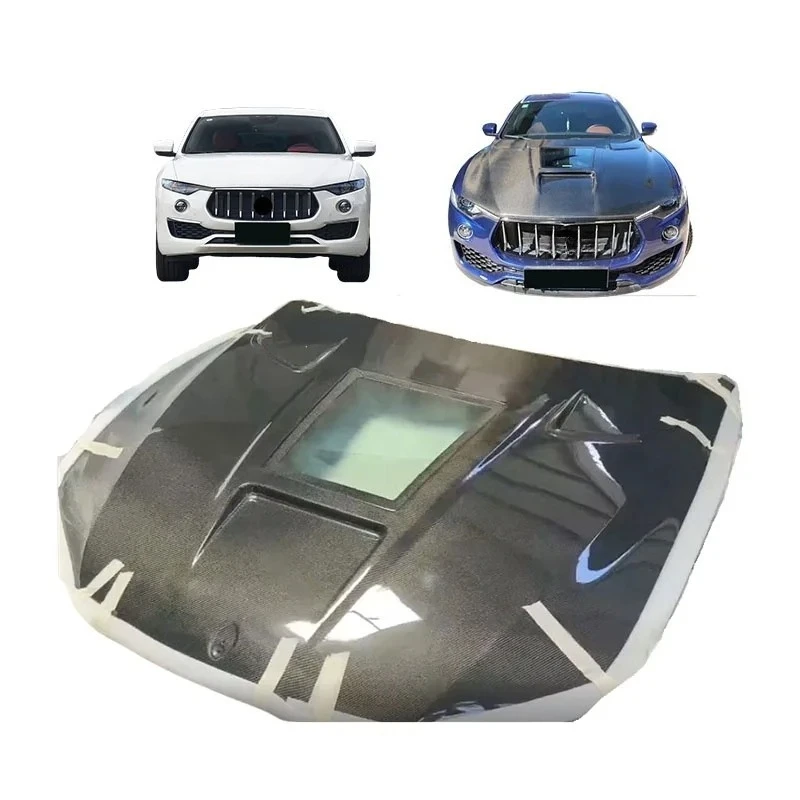 

Hot Selling Wet Carbon Fiber Transparent With Holes Engine Hood For Maserati Levante Upgrade To MSY Style Bonnet