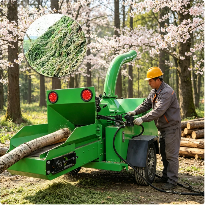 Diesel Powered Wood Chipper Hydraulic Feed Tree Branch Shredder Heavy Duty Mobile Forestry Equipment for Efficient Shredding