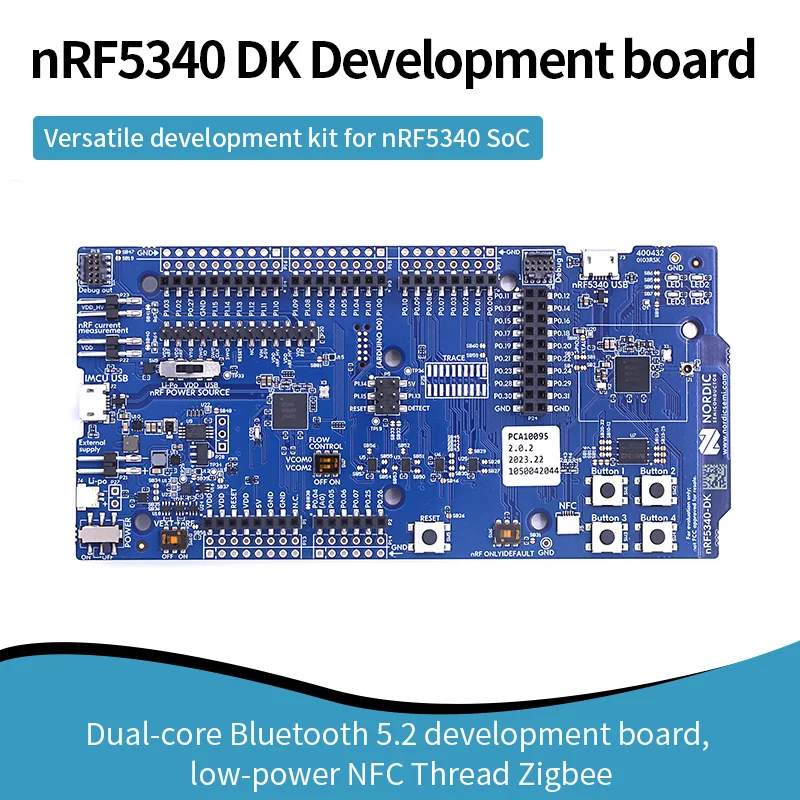 nRF5340 DK Development Board Versatile Development Kit for nRF5340 SoC, Dual Core Bluetooth 5.2, Compatible with Arduino UNO R3