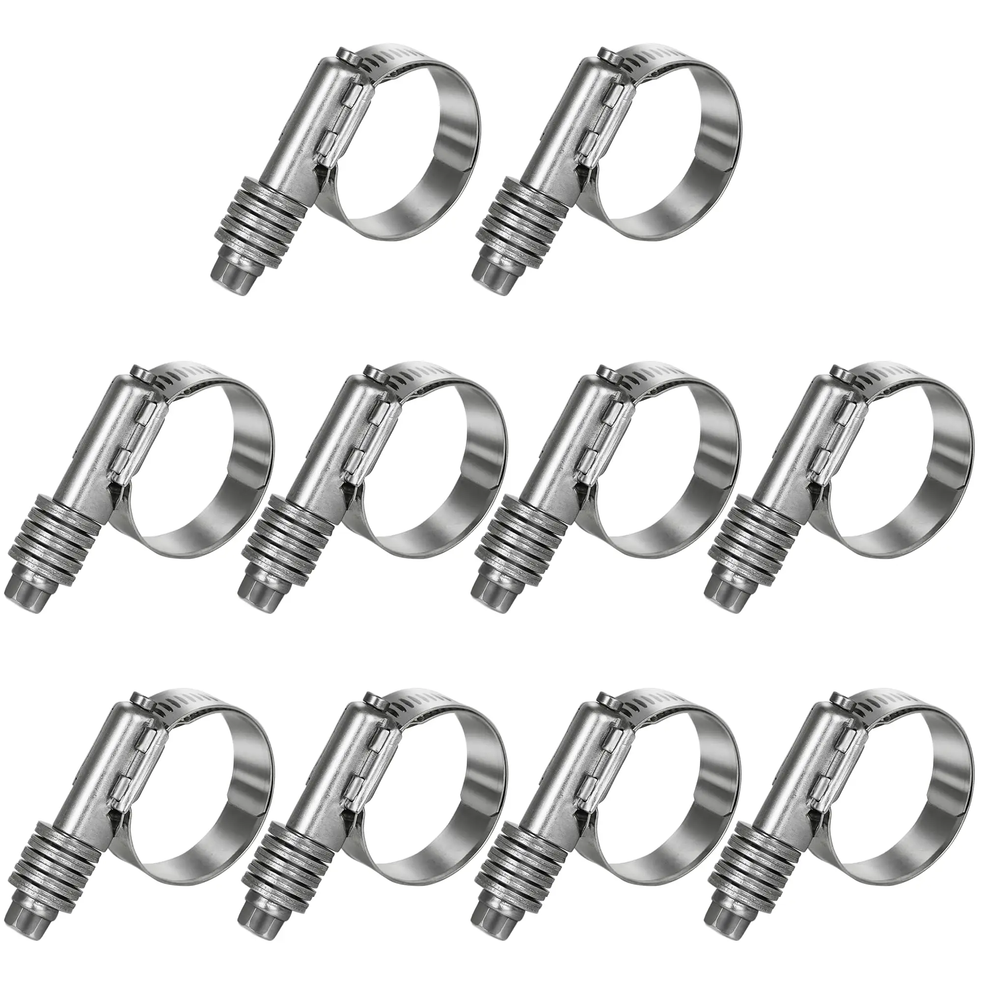 10pcs 25-110mm Hose Clamps Heavy Duty Stainless Steel 304 Pipe Clip Car Fuel Worm Drive Hose Pipe Clamps for Plumbing Automotive