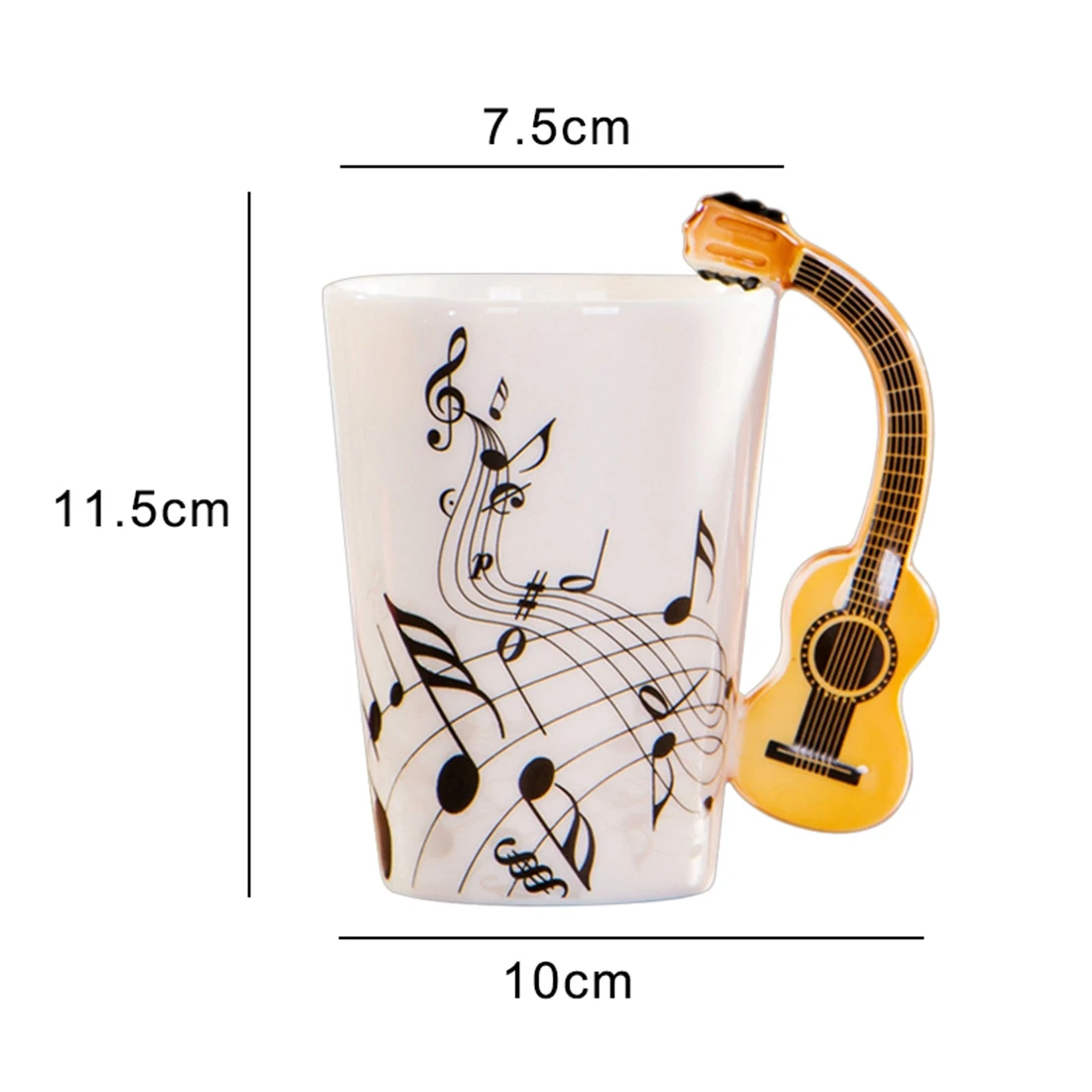 Creative novelty guitar handle ceramic cup free spectrum coffee milk tea cup personality mug unique musical instrument gift cup