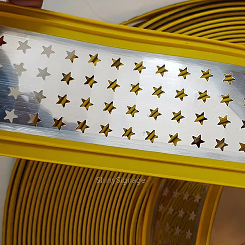 별 모양 구멍이 있는 알루미늄 판재 천공 채널 문자 스트립, 오각형 구멍 포함 수제 조명 간판 제작 재료