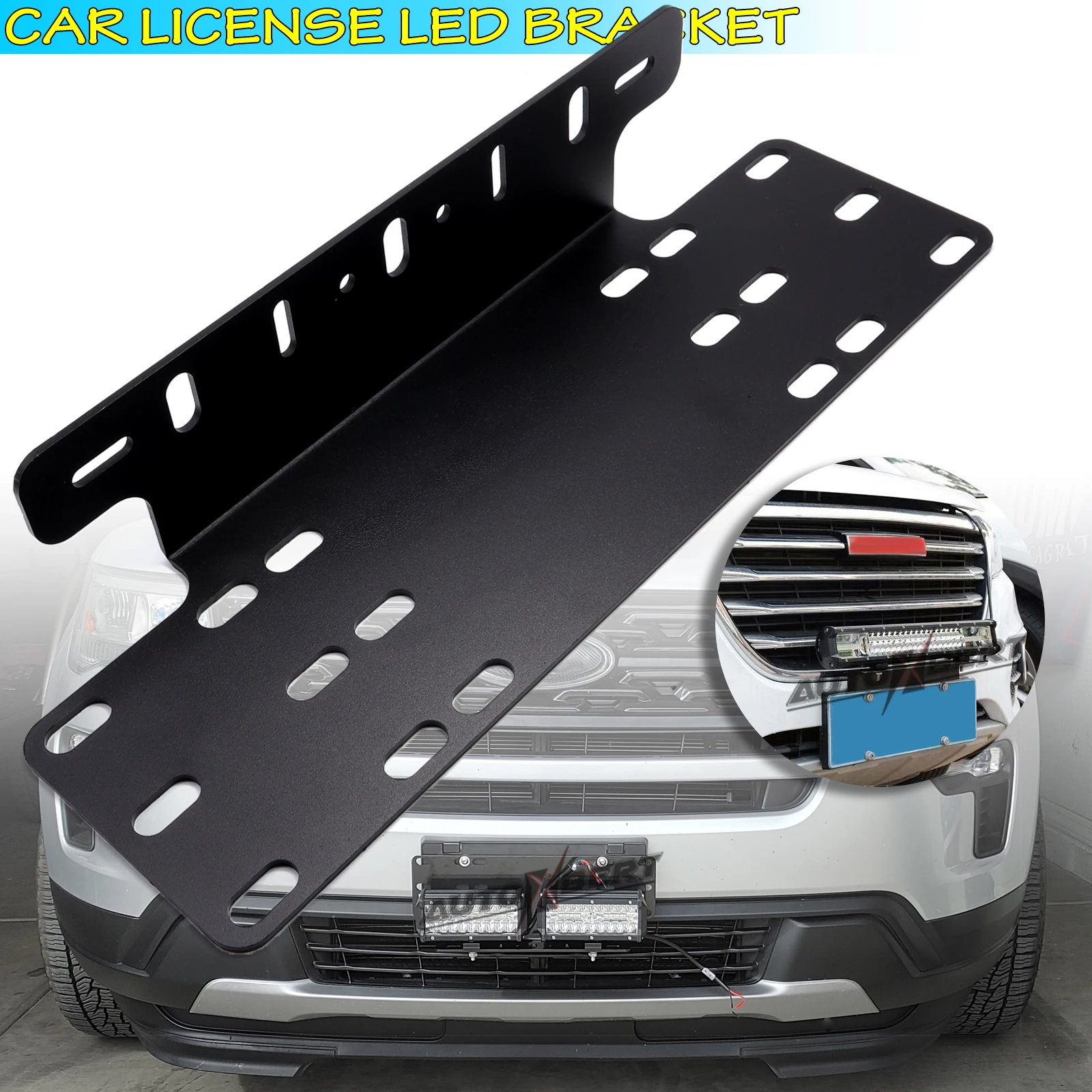 

Universal Front Bumper License Number Plate Frame Bracket Mounting LED Light Holder Off-road Vehicle Accessories