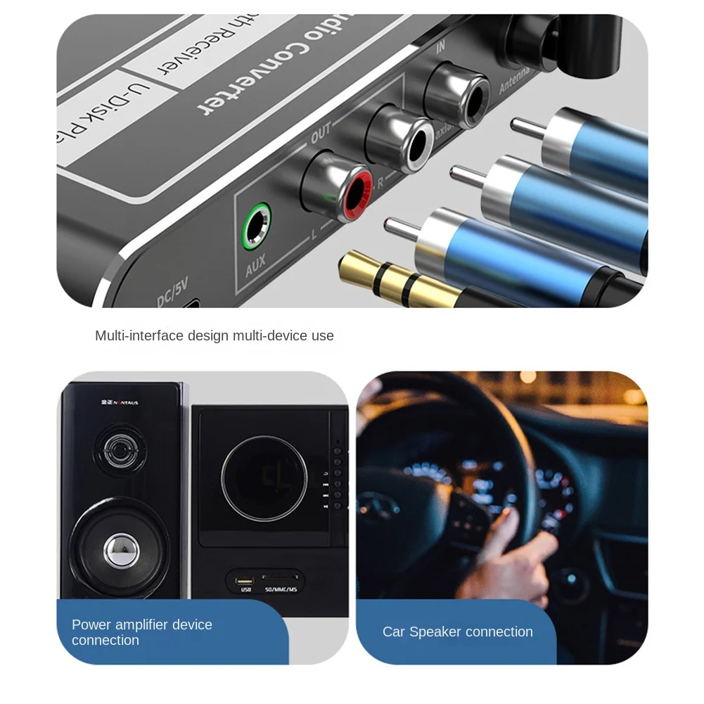 Wireless HIFI DAC Converter Bluetooth 5.2 Receiver Audio Coaxial To R/L 3.5Mm Aux Adapter with U Disk Play Mic-Grocery