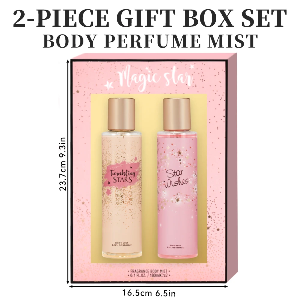 Body Mist Gifts Set Women's 2pcs 6.1fl.oz/180ml Hair & Body Fragrance Mist For Women, MAGIC STAR Long-Lasting Perfume Spray, Per