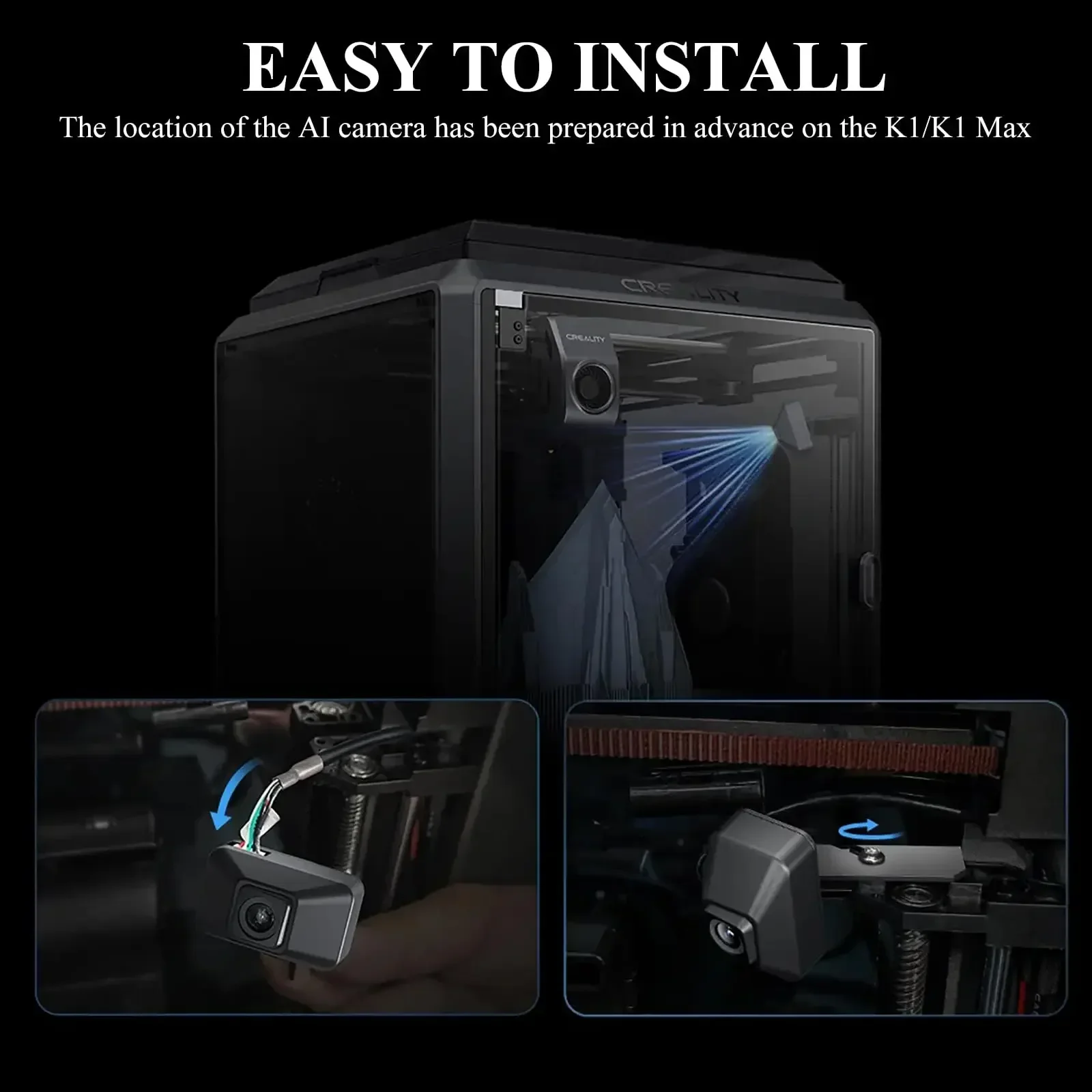 Creality K1 Max AI Camera HD Quality Intelligent Assistant Support Real Time Viewing Lapse Filming for K1/K1C/K1 SE 3D Printer