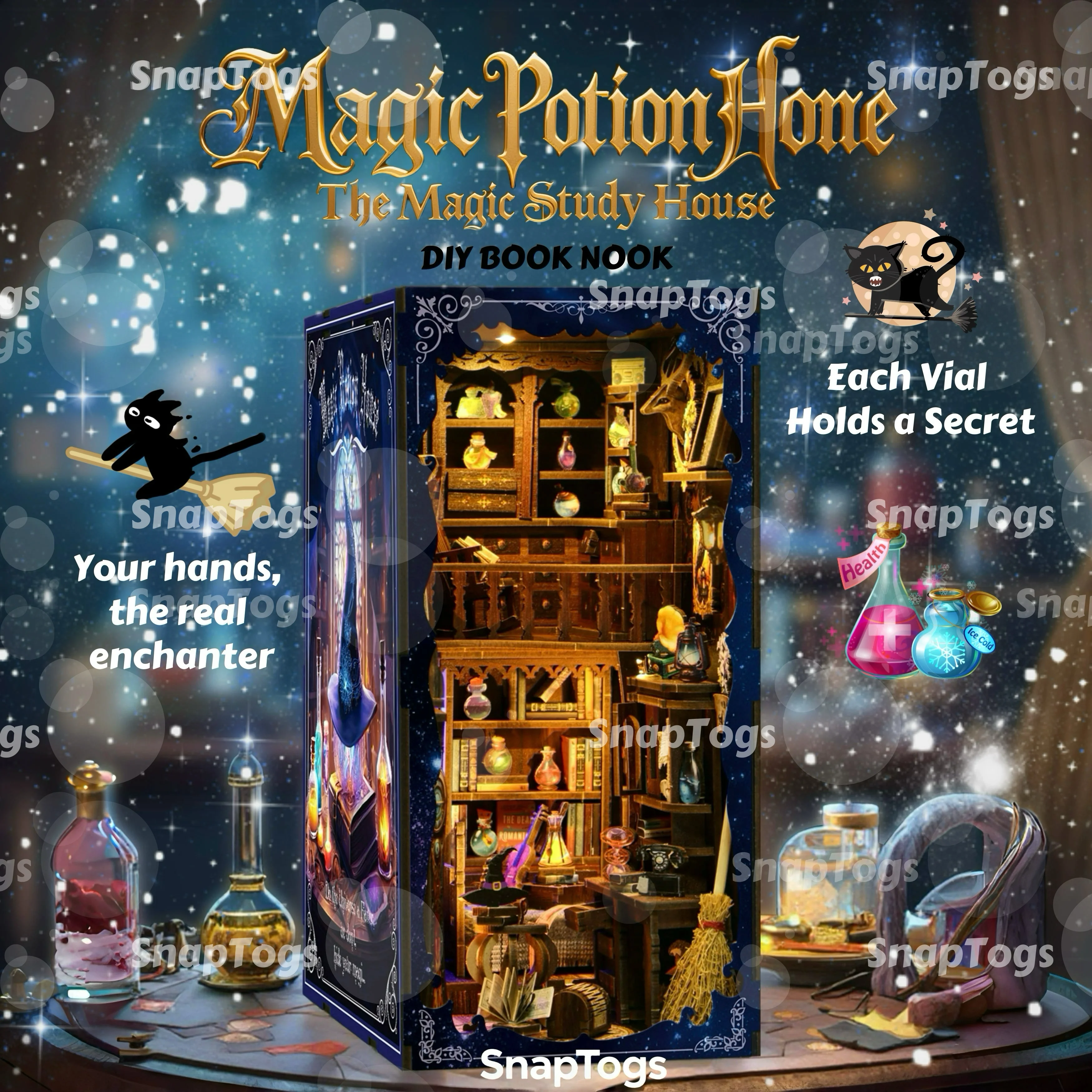 

SnapTogs Magic Potion DIY Miniature House Roombox Doll House Book Nook Home Decor Collectible Enchanted Puzzle for Shelves