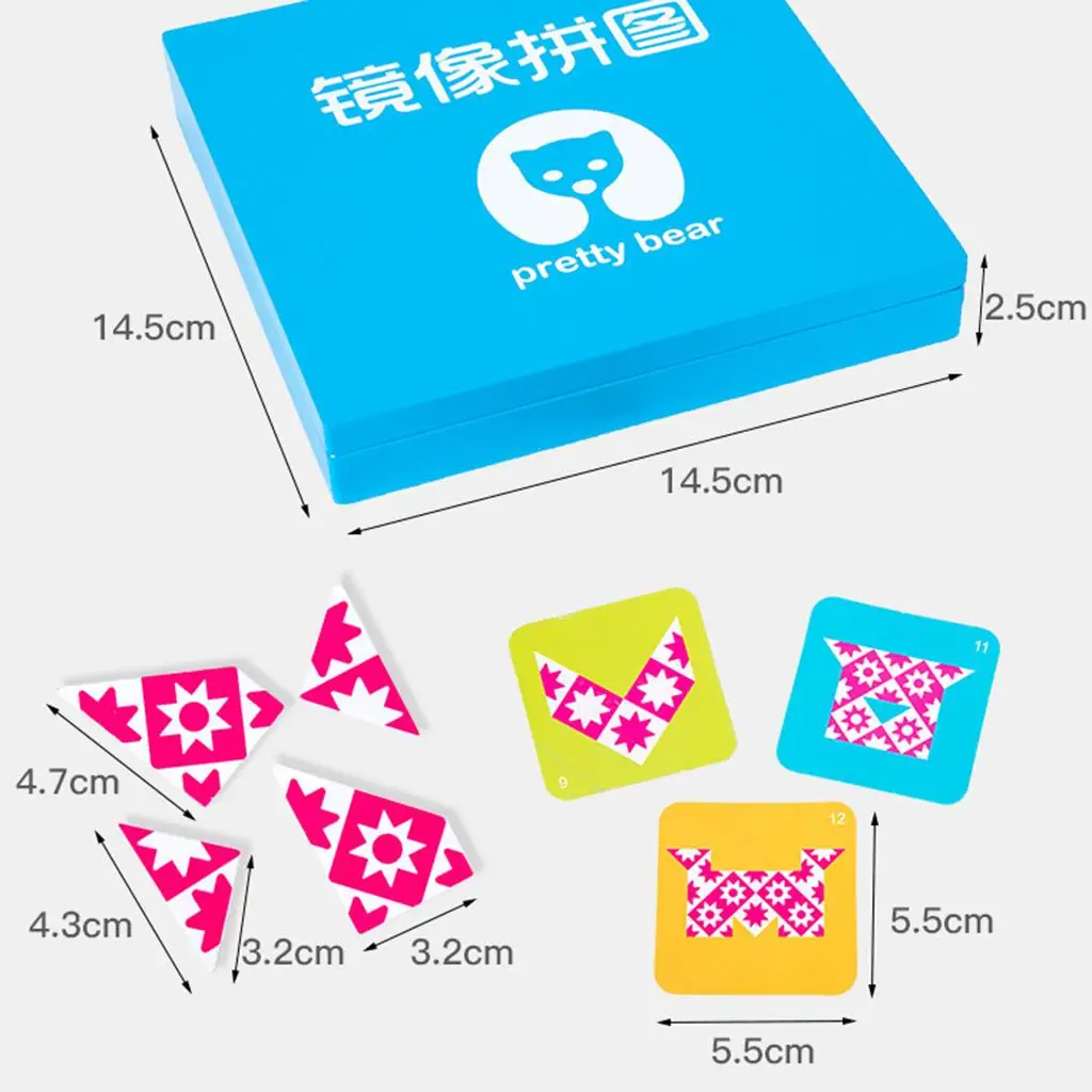 

Kids Mirror Image Puzzle Box IQ Game 5.5x5.5cm Shape Cognition Toy Set