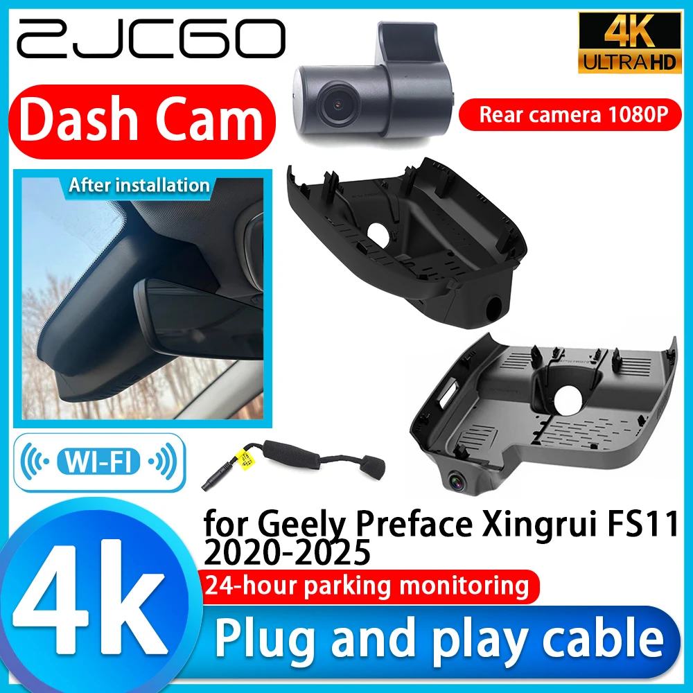 ZJCGO for Geely Preface Xingrui FS11 2020-2025 4K DVR Dash Cam Car Camera 2160P Lens 24h Monitor Video Recorder Recording