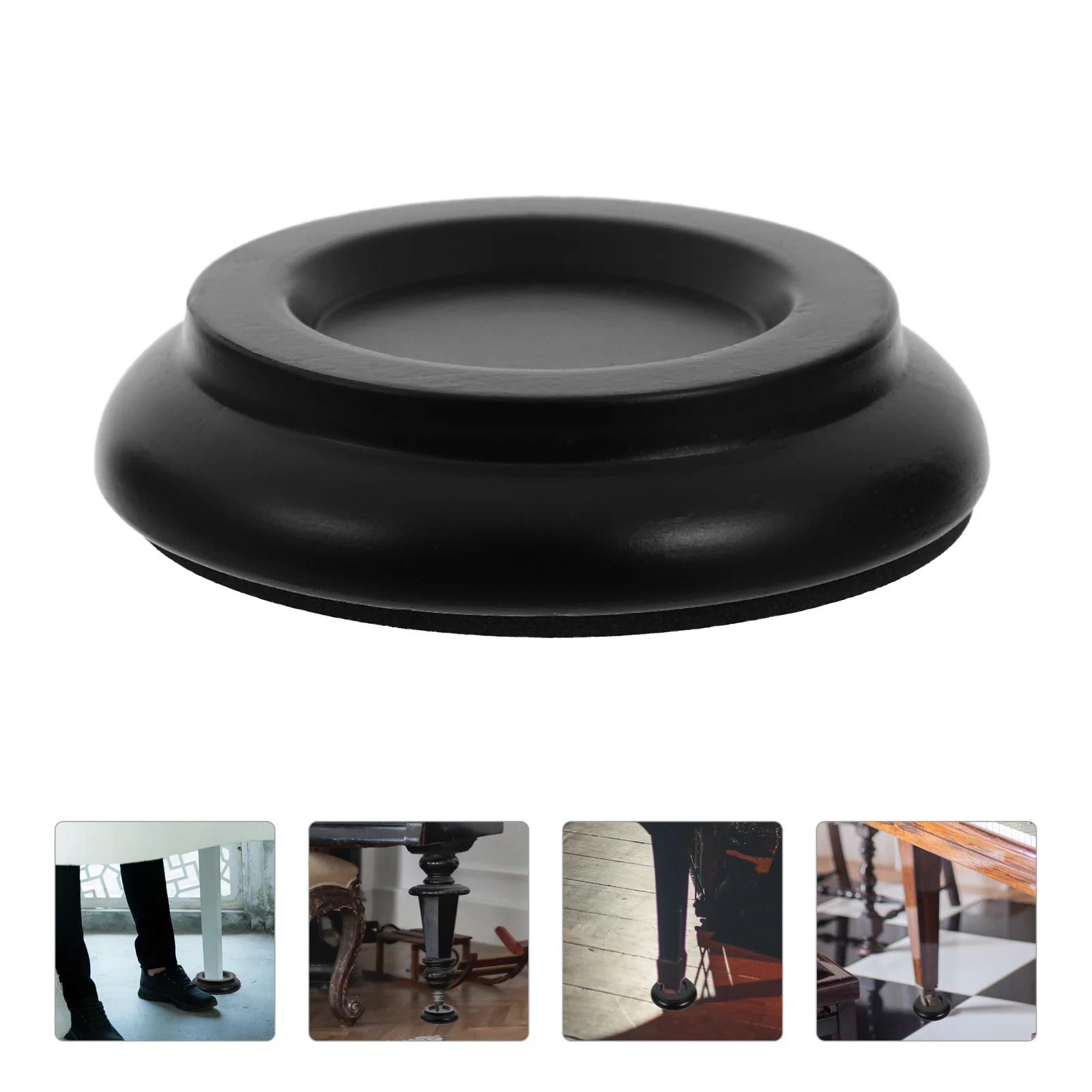 

4 Pcs Caster Wheels Piano Mat Non-skid Leg Pads Legs for Floor Protection Anti-noise Black Cups