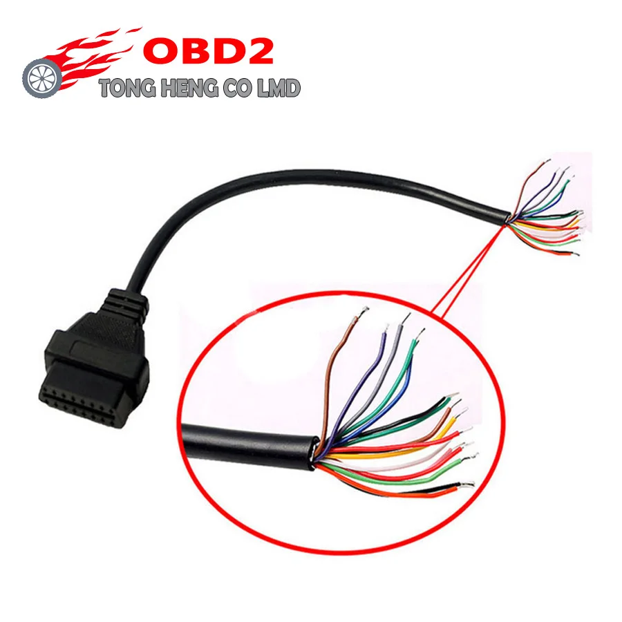 

Diagnosis Plug 16pin OBD 16 PIN Female Contacts OBD II 2 OBD2 Open Ends Cable 30cm OBDII Female to Open