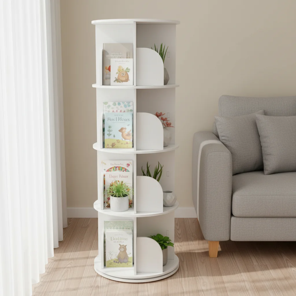 Librería Giratoria de PVC, Exhibidor de 360 Grados, Estante de Almacenamiento para Libros, para Niños y Adultos, Organizador de Libros Multifuncional