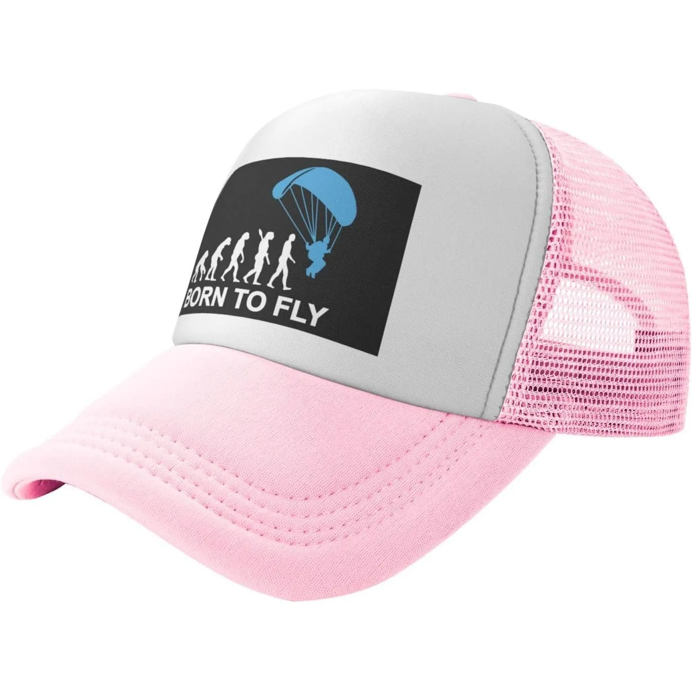 Casquette de camionneur unisexe en maille avec fermeture snapback, idéale pour les activités de plein air et les loisirs, paragliding Evolution Born to Fly