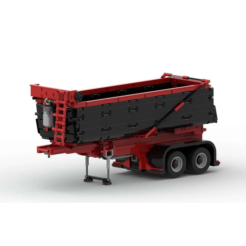 Urban Trucks Model Moc Building Blocks Red&Black Dump Trailer Model Technology Brick DIY Assembly Construction Model Toy Gifts