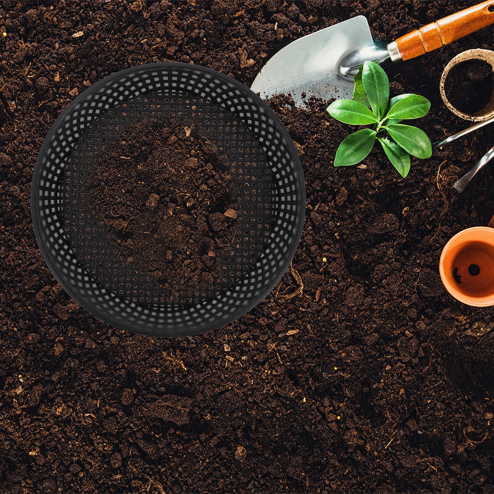 

5pcs Soil Sieve Tools Garden Plastic Bait Sieves Black Durable Easy Clean Gardening Planter Efficient Storage