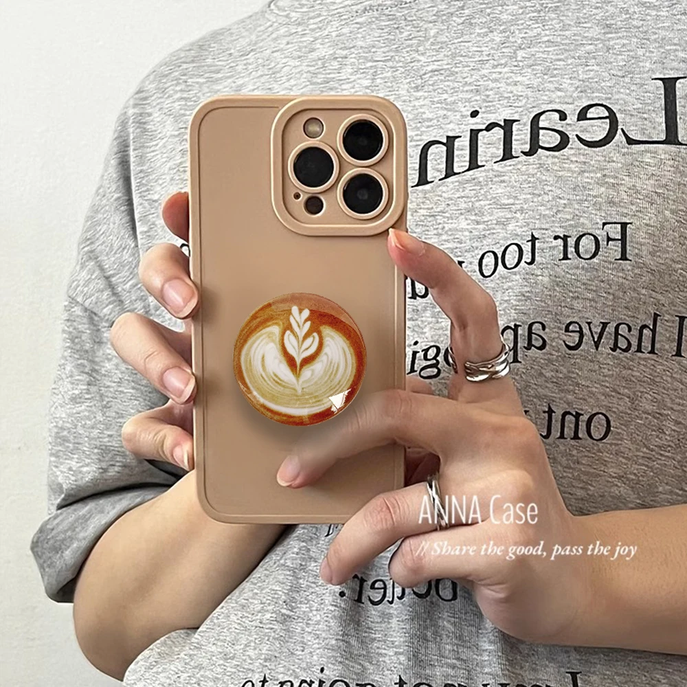 Plain iPhone Cases with Grip coffee Holder For 15 Plus 14 Pro Max Cases iphone 13 11 12 Phone Case with pop Grap Griptok Socket