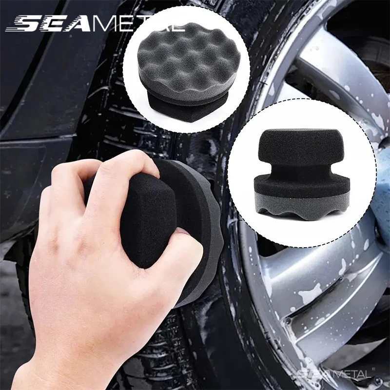 SEAMETAL 3pcs Car Wax Polishing Sponge Hexagonal Grip Applicator Hand Tire Wax Sponge High Density Foam Sponge Car Accessories