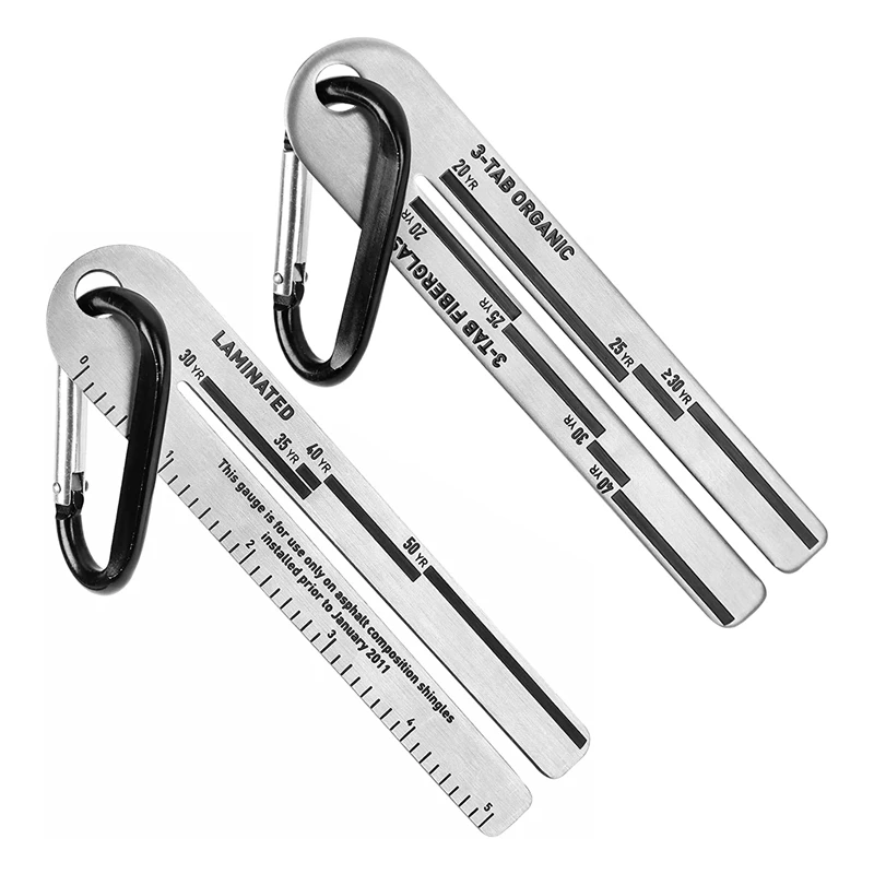 2 Pack Metal Shingle Gauge Measuring Tool For Roof Tiles, Shingle Gauge Tool With Carabiner Roofing Gauge