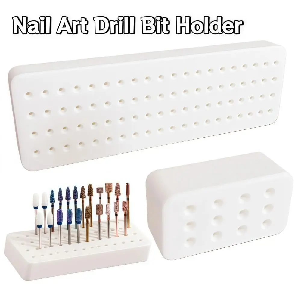 Soporte para brocas para decoración de uñas, soporte de exhibición de plástico para herramientas de uñas, soporte de exhibición Vertical portátil para cabezal de pulido de uñas, 80 agujeros y 12 agujeros