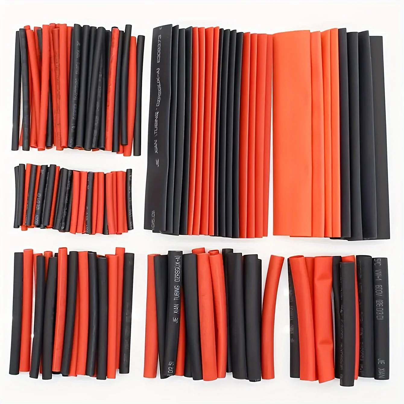 127PCS Heat Shrink Tubing Set for Car Cables - Black & Red 2:1 Shrink, Polyolefin Tube, Special for Wire Wrapping