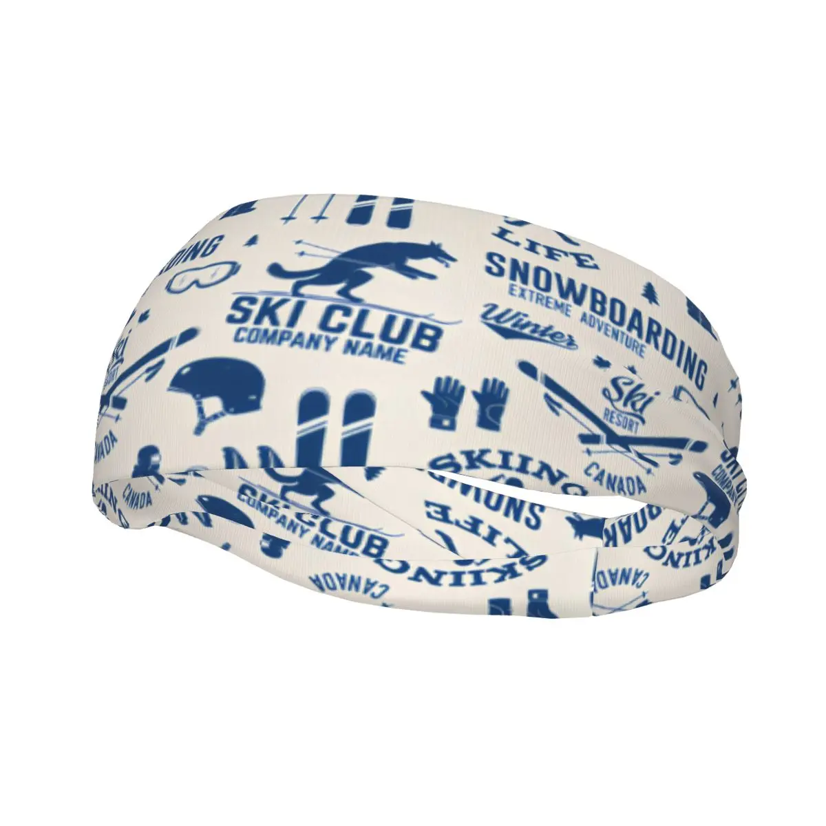 

Sports Headband Ski Vintage Style Skiing Themed Motifs Fitness Sweatband Absorbent Cycling Jog Hair Bandage