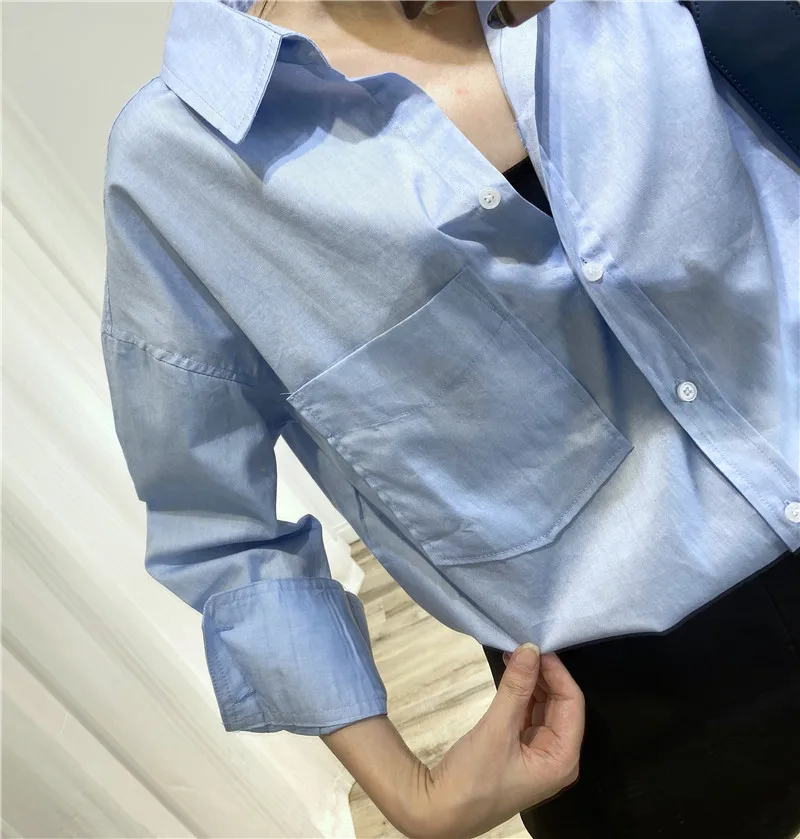 RARF Women Autumn Single Breasted Blouses Vintage Lapel Collar Long Sleeve Office Lady Female Shirt Chic Pocket Top Blusas