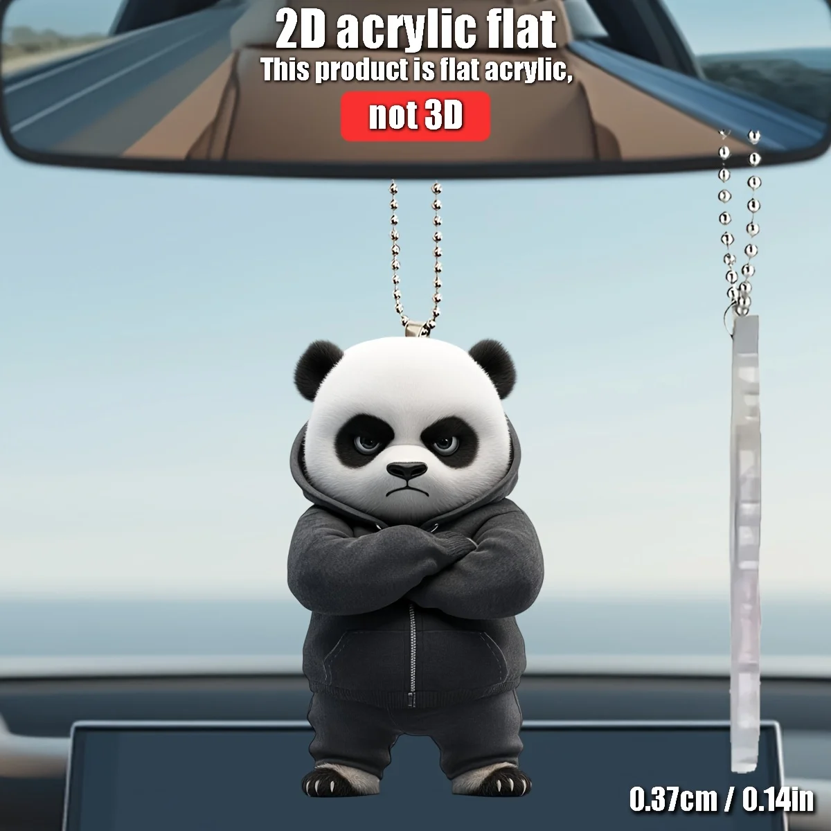 2D Angry Panda Hanging Ornament Acrylic Car Keychain & Backpack Accessories Halloween Party Gift Charm Pendant Creative Wallets