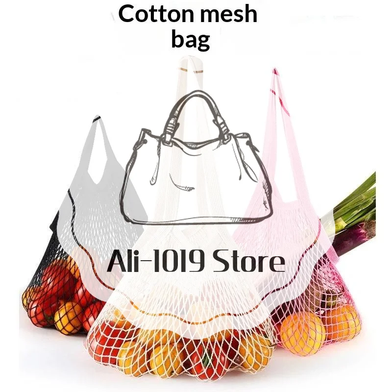 1Pcs Foldable Reusable Grocery Bags Lightweight Mesh Rope Tote Eco-Friendly for Fruit Vegetable Shopping Home Storage